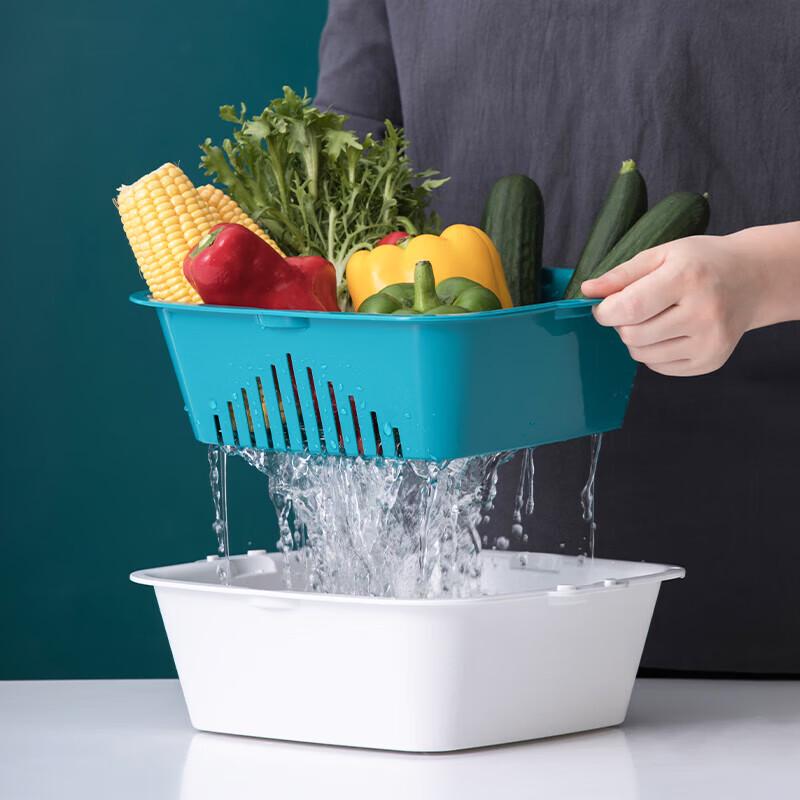 CHAHUA Double-Layer Plastic Washing & Drain Basket