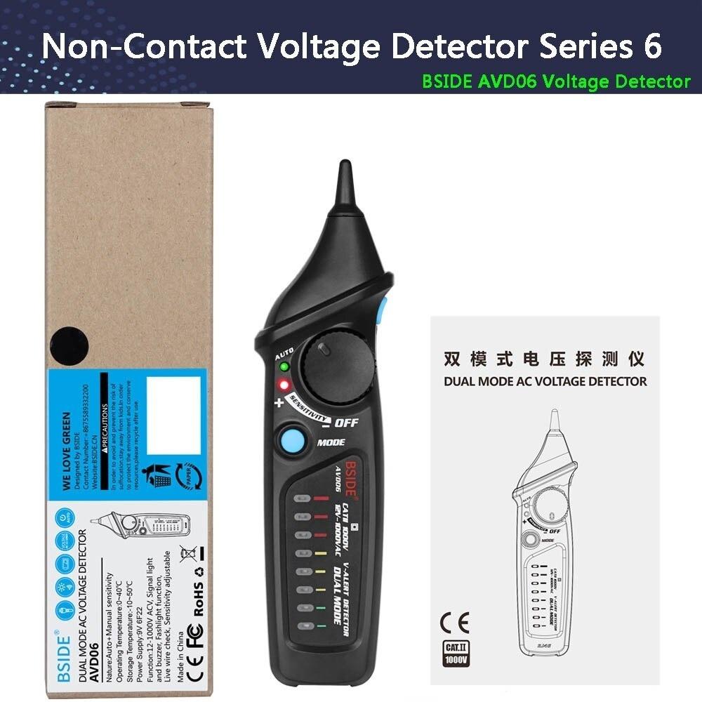 BSIDE AVD06 Dual Mode Non-contact Voltage Detector AC 12-1000V Auto/Manual NCV Tester Live Wire Check Sensitivity Adjustable