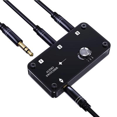 COOIDEA Stereo Audio Switcher Supports Audio 3 Ports AUX Audio Speaker 1 To 3 Out or 3 To 1 Compatible with 3.5mm 3.5mm Cable, Selector, In, PC,