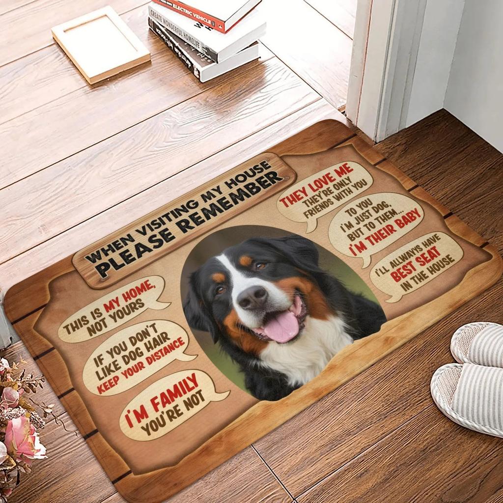 Dog Portrait Welcome Carpet Mat Rug - Multi-Dialogue Slogan Design Home Decoration for Living Room Entrance Welcome Mat Rugs Mat