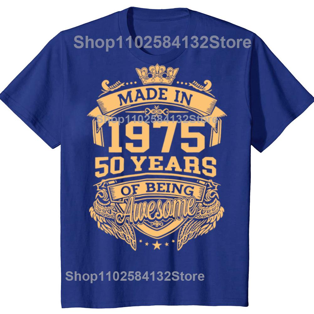 50th Birthday Gift 50 Years Old Vintage 1975 Limited Edition Men T Shirt New Cotton Short Sleeve Funny Father Daddy Tshirts
