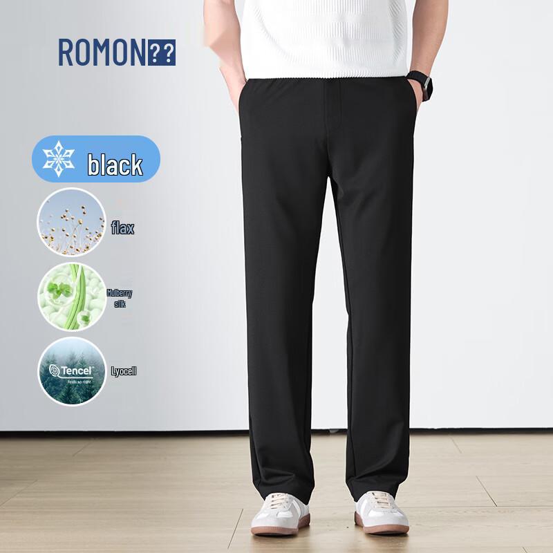 ROMON Men s Linen-Modal Blend Casual Pants 3XL