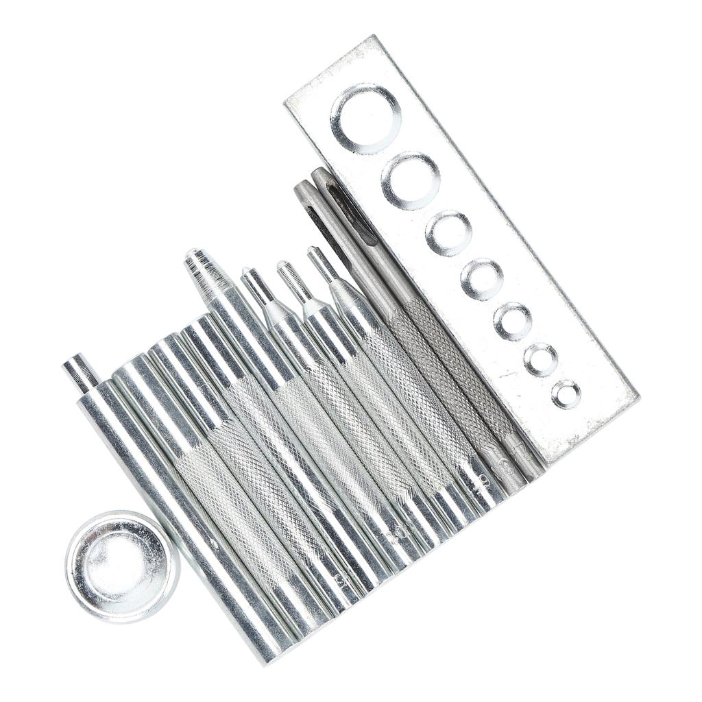 Snap Button Punch Base Set Stainless Steel DIY Leather Setting Tool for Hole Install Button