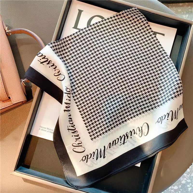 71 * 71 Square Scarf Simulation Silk Year Spring and Autumn Fashion Temperament Printed Silk Scarf Korean Version Women's Versatile Scarf