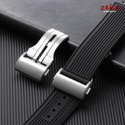 20/22mm Uhrenschließe Massiver Edelstahl Gebürstet Faltschließe Sicherheitsverschluss Doppeldruck-Uhrenverschluss für Silikonarmband Zubehör