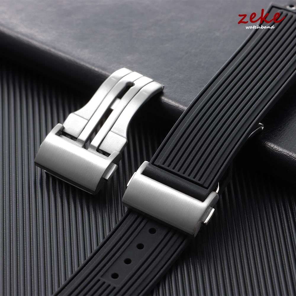 20/22mm Klockspänne Massivt Rostfritt Stål Borstat Vikbart Säkerhetsspänne Dubbel Tryckknapp Klockspänne för Silikonrem Tillbehör