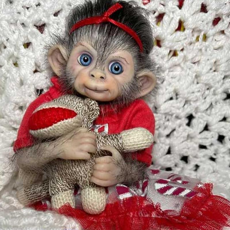 8inch Mini Babys Reborn Doll Kit Anna Banana Cute Monkey Unfinished Unpainted Fresh Color Blank DIY Doll Parts with Cloth Body