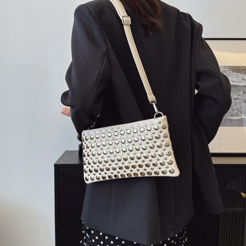 Retro Small Rivets PU Leather Shoulder Bag for Women Punk Style Handbags and Purses Females Crossbody Bags