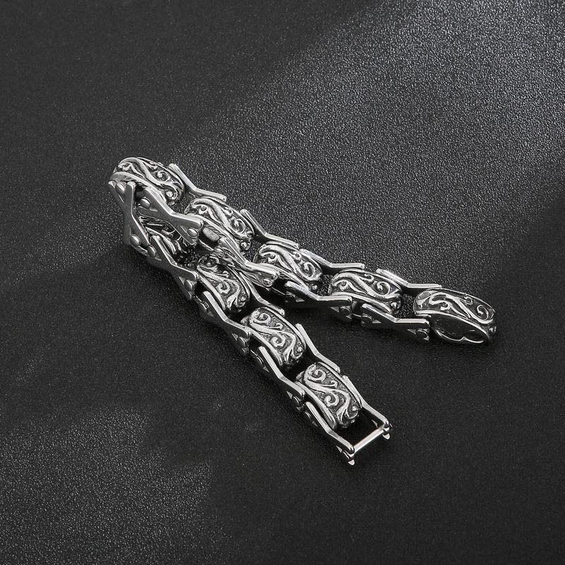 Fongten 23cm Totem Bracelet For Men Stainless Steel Cross Chain Charm Wristband Bangle Bracelet Men Silver Color Jewelry