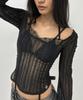 2000Akaibeuseu Lace Layered Top (Black)
