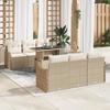 7-piece Garden Sofa Set with Beige Poly Rattan Cushions 3348387