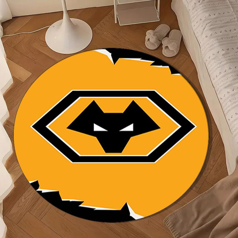 1PC Rug Wolves Football Club Emblem Round Mat Home Decor, Chair Rug For livingroom,Bedroom, Doormat Home Decor Birthday Gift Christmas Gifts