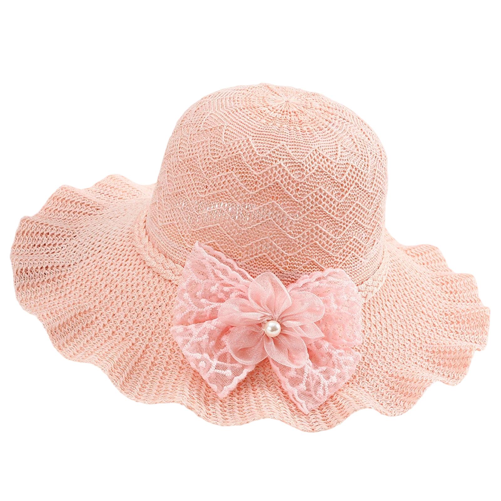 Женская кружевная цветочная универсальная шляпа от солнца, пляжная шляпа, шляпа от солнца розовый