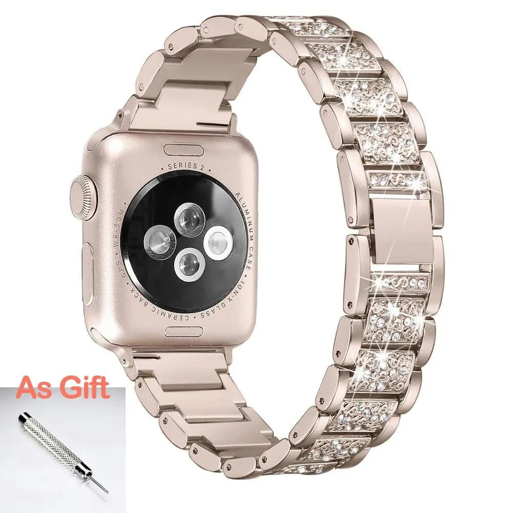 Bling Diamond Strap For Apple Watch Band 40mm 45mm 44mm 41mm 42mm 38mm Metal Belt For IWatch Series 7 SE 6 5 4 Ladies Bracelet