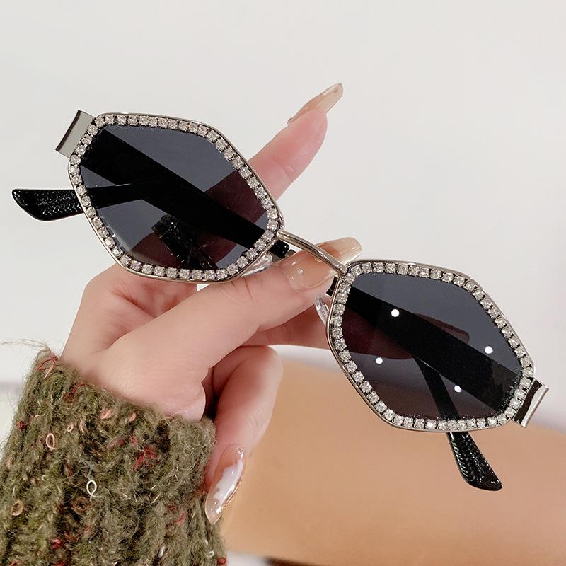 Polygonal Sunglasses Full Diamond Prismatic Babe Sunglasses With Diamonds Retro Sunglasses Women