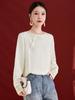 New Autumn Silk Velvet Chinese Style Women's Round Neck Long Sleeve Shirt