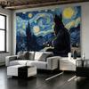 Black Cat Wall Tapestry Aesthetic Wall Hanging Printed Fabric Blanket Decorative Tapestries for Bedroom Living Room Home Decor
