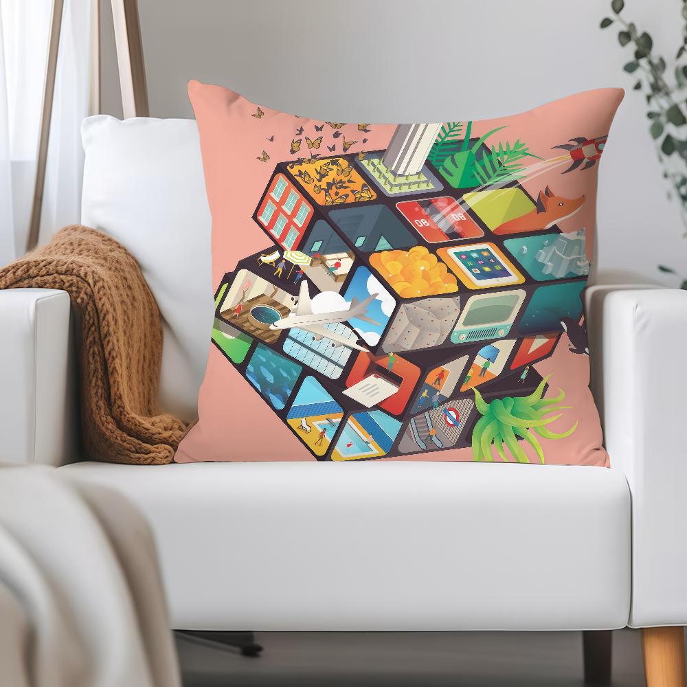 Game R-Rubik C-Cube Pillow Case Applicable Space For Guest Rooms Interiors Cars Office House Decoration