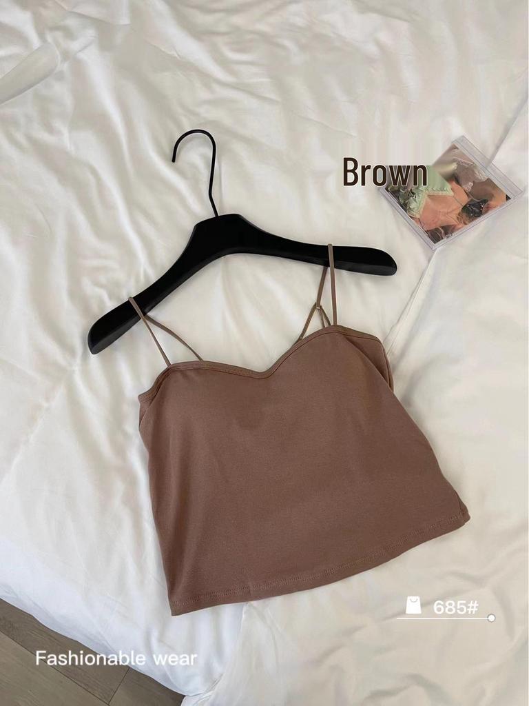 Spicy Girl Pure Cotton Back Support Camisole with Built-in Cups and Chest Pad