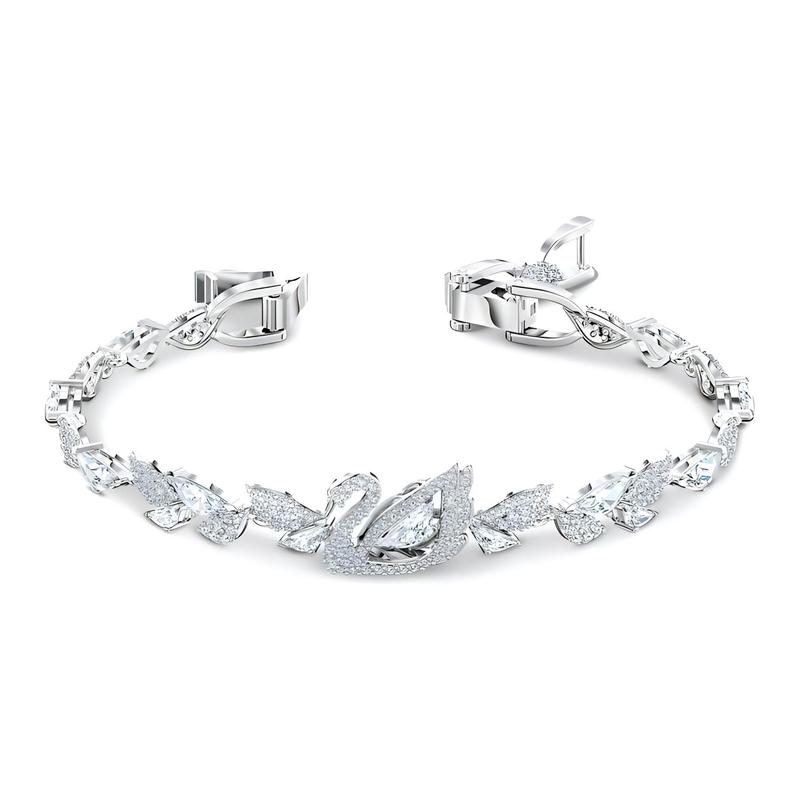 Swarovski Lifelong Bow Dancing Swan Swan Rhodium Plated Rhodium Plated Bracelet Women's White 5536767