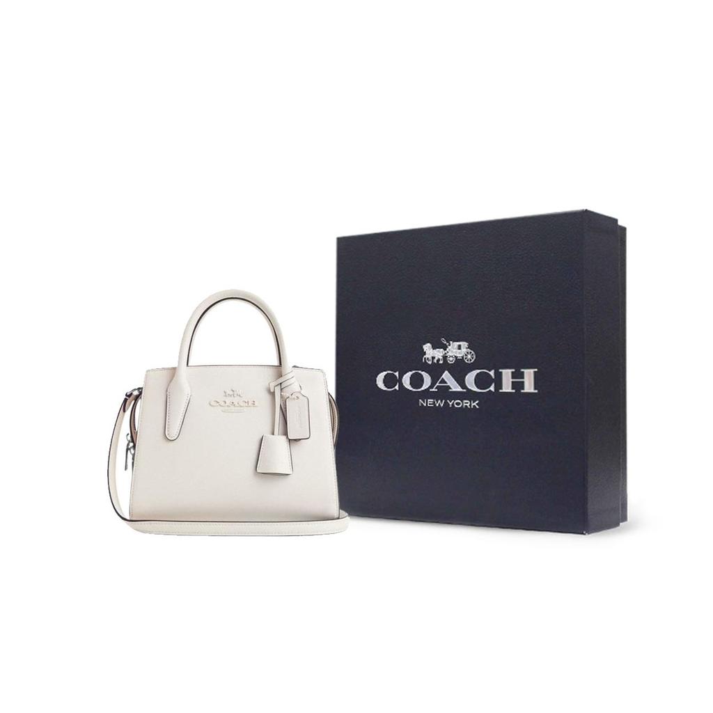 Coach Andrea 22 Zipper Closure Large Capacity PVC And Leather Crossbody Shoulder Tote Bag Small Women Bags White CP081-SVHA