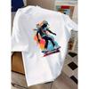 European Size Round Neck T-Shirt with Skateboarding Boy Print, Fashion Casual Summer New Arrival Loose-Fit Comfortable Breathable Design Simple
