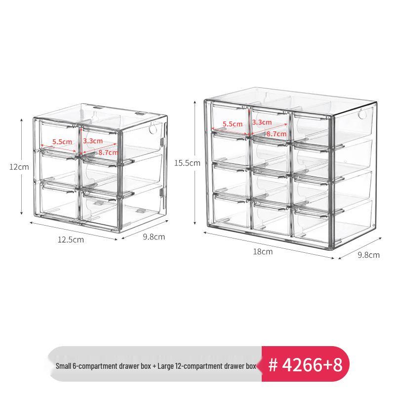 Narrow Acrylic Mirror Cabinet & Lipstick Jewelry Organizer with Tiered Shelves