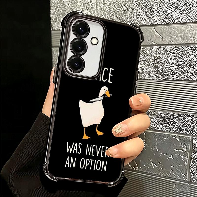Funny Cartoon Goose Game Plating Phone Case For Samsung A17 A07 A37 A57 A16 A56 A15 A55 A14 A54 A13 A53 A26 A36 A25 A35 A24 A34
