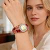 Orologio Bracciale Floreale da Donna Quadrante Rotondo con Strass Classico Casual Formale Orologio da Polso Bracciale al Quarzo Accessorio Gioiello di Moda