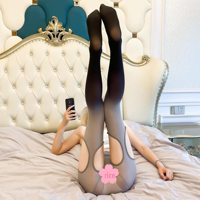 Gradient Velvet Anti-Slip Women’s Stockings – Candy Color, Black Mesh, Thin Red Pantyhose