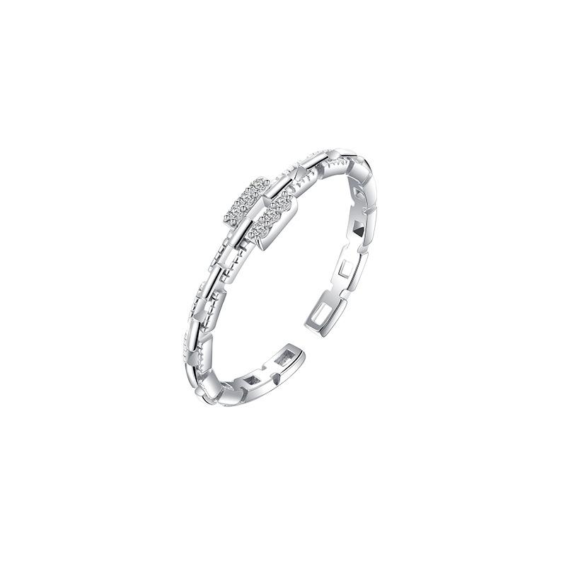 Light Luxury Simple Fashion Cold Wind Diamond Zir*****Pening High Sense Niche Chain Ring Female Tide