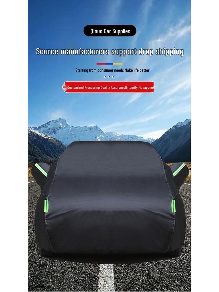 210D Oxford Fabric Car Cover: Waterproof, UV-Resistant, Full Protection Against Rain, Snow, Dust, and Scratches for All Seasons.