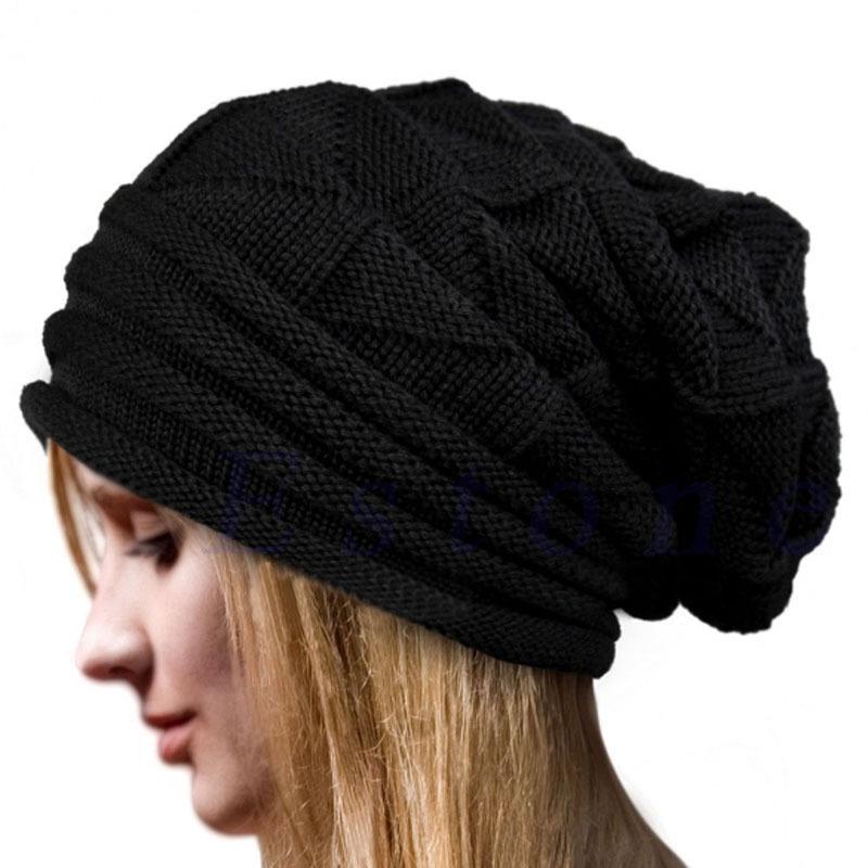 Women's Pleated Cuff Pullover Ski Hat - Autumn/Winter Knit Wool Hat for Outdoor Use in European/American Style.