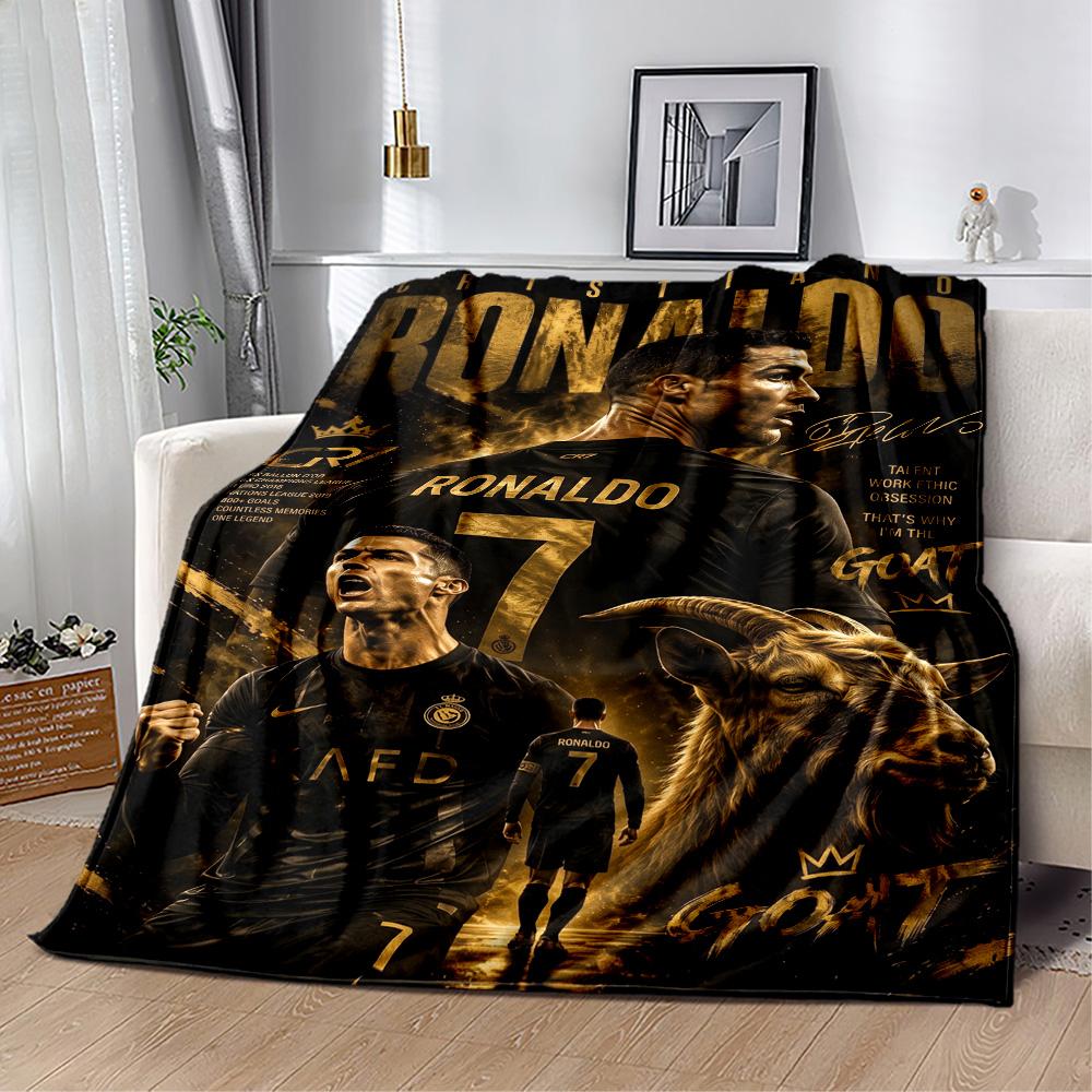 Ronaldo's Legacy: Goat Blanket Soft Warm Cozy Great for Sofa Bed Bedding All-Season Use Playful Design Suitable for Gifting Relatives and Friends