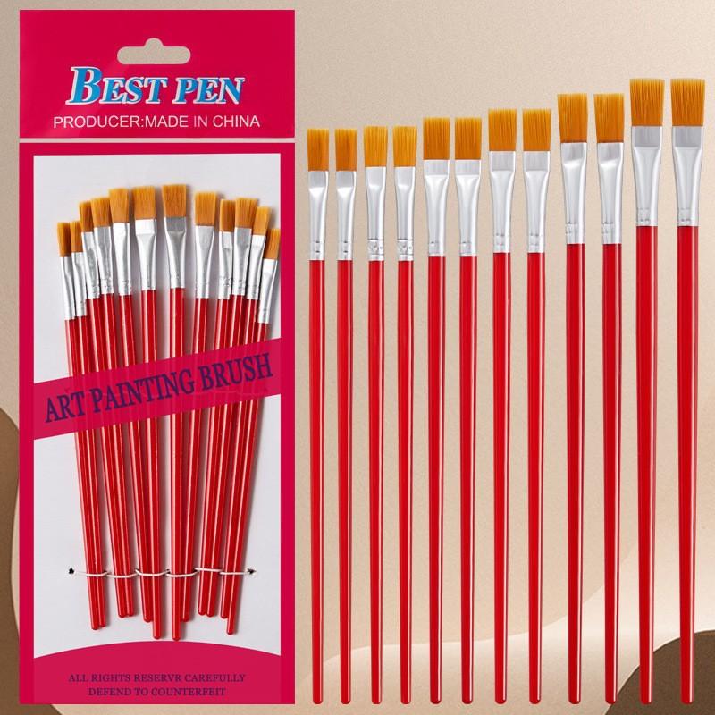Zestaw 6/12 sztuk Pędzli Malarskich Dla Dzieci Akrylowych Z Płaskimi Okrągłymi Szpiczastymi Pędzlami Rzemieślniczymi Akwarelowymi Olejnymi