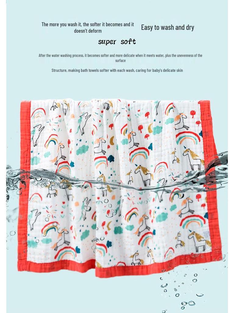 Wide Edge Infant Gauze Cotton Bath Towel - Ultra Soft & Absorbent Baby Quilt Blanket