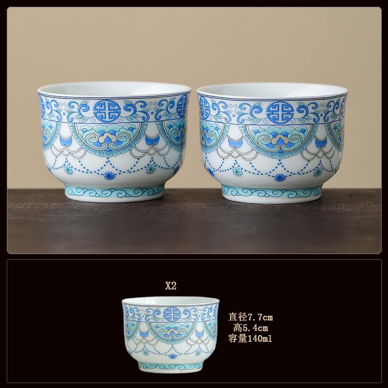 Blue and white bucket color tea cup New Chinese ceramic personal master cup Home office hospitality tea set Press hand small teacup