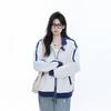 Damen Retro College Stil Color-Block Stehkragen Reißverschluss Hoodie Oversized Lässiges Sweatshirt
