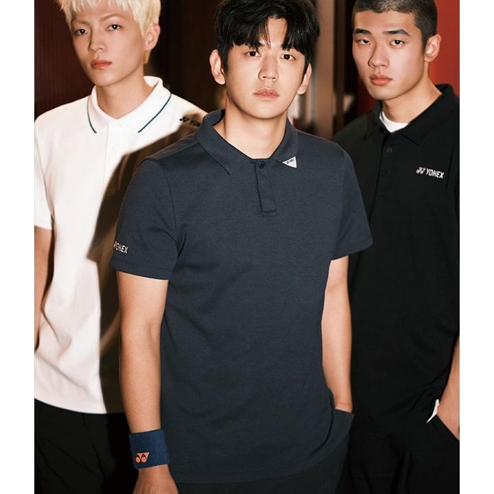 YONEX 241Ts059U Stone Charcoal Unisex Comfort Casual Collared Short Sleeve T-Shirt