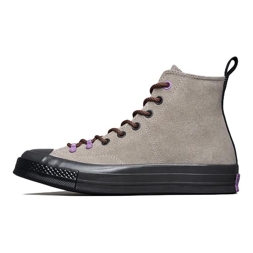 Converse Chuck Taylor All Star 1970s Fashion Versatile High-Top Goat Leather Canvas Shoes Unisex Sneakers Gray Black 172500C
