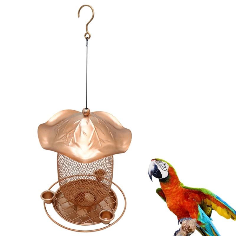 SquirrelProof Bird Feeder Wrought Iron Bird Feeder with Water Cup Outdoor Backyard Hanging Feeder for Wild Bird