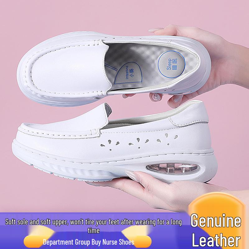 Women's Breathable Odor-proof Non-slip Soft Sole Genuine Leather Autumn Nurse Shoes