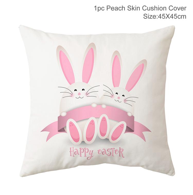 Easter Bunny Pillowcase Happy Easter Decoration For Home Easter Rabbit Eggs Cushion Cover Decorative Pillow Case Easter Gift