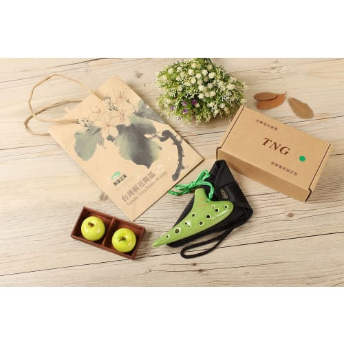 TNG Ocarina, 12-Hole Soprano Ocarina in C Key, Green, Premium Single SC (with Strap), Glazed Finish, for Wind Instruments