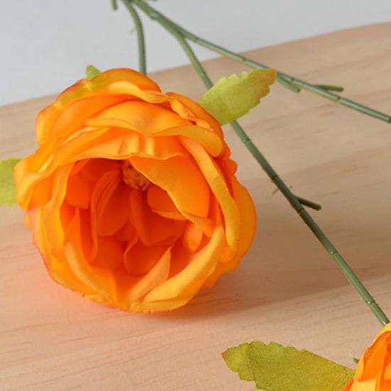 26" Artificial Rose Flower Realistic Fake Silk Rose Flower with Long Stems 3 Heads Full Blooms Faux Flower Branch for DIY Bridal Bouquet Home Wedding