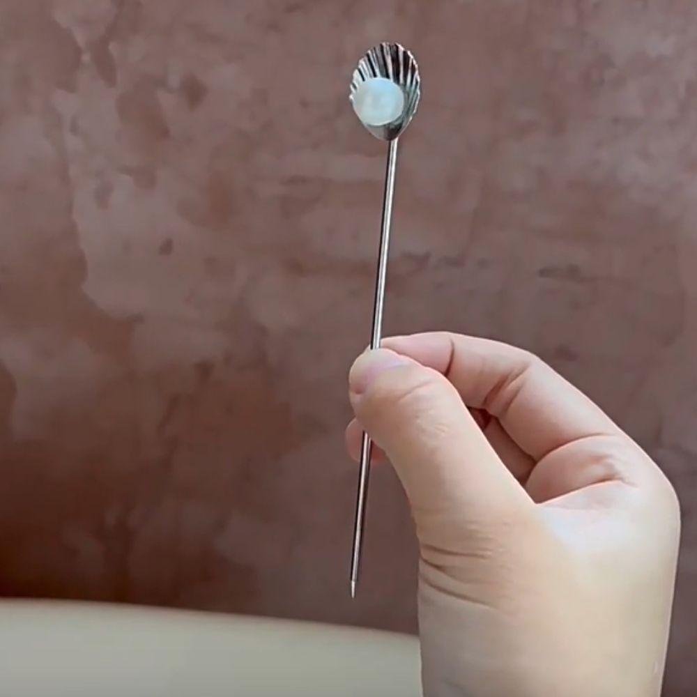 4Pcs Multifunctional Shell Pearl Design Fruit Stick 304 Stainless Steel Reusable Cocktail Pick Rust-proof Wine Needle Party