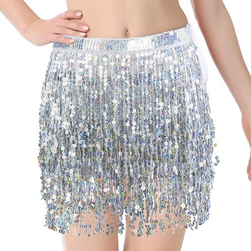 Carnival brazilian purple green sequin tube top belly dance personality skirt tassel skirt One size fits all