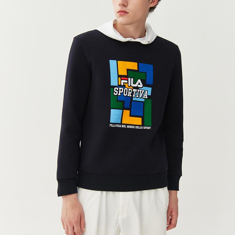 FILA Logo Printed Casual Sports Crewneck Sweatshirt Men sweatshirt Legendary-Blue F11M118258F-NV