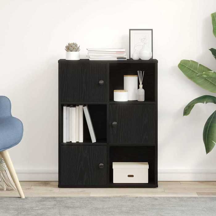 VidaXL Bookcase Black Oak 60x24x76.5 Cm Engineered Wood, Bookshelf, Storage Rack, Book Support, 860383