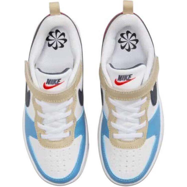 Nike Court Borough Low Recraft PS White Thunder Blue Light Crimson Kids Sneakers Blue-Beyond DV5457-124